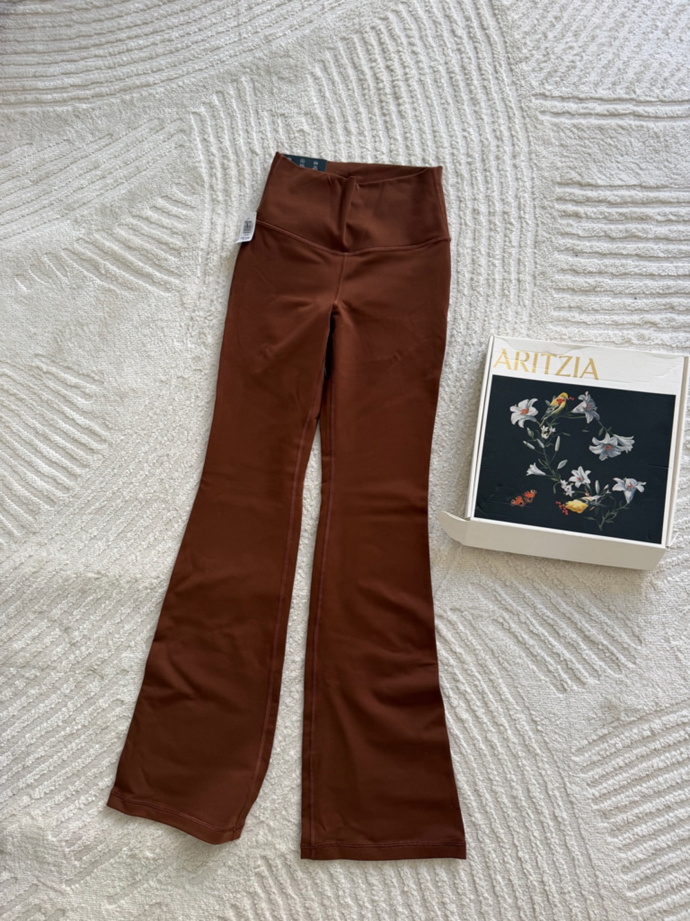 Aritzia TNA Flare High-Rise Chocolate Brown Leggings